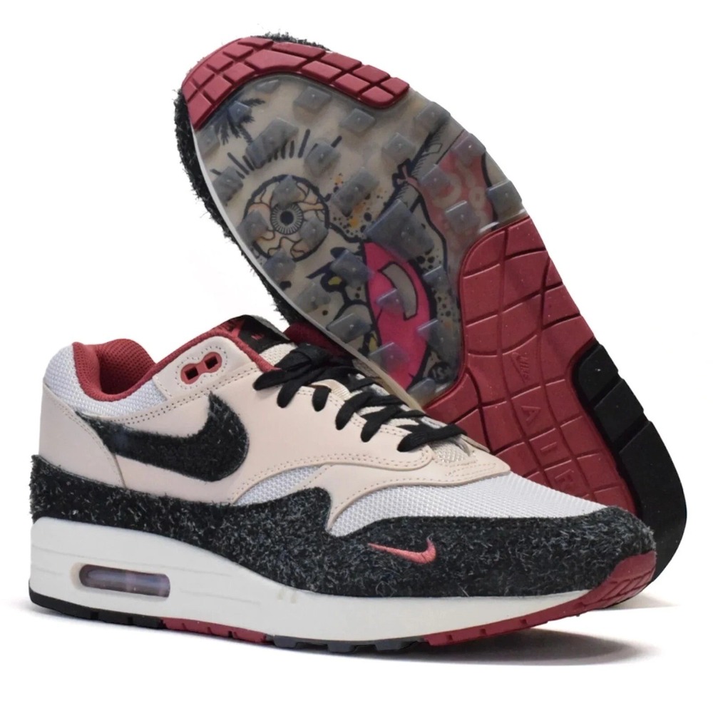 Big Kids Size 4 Nike Air Max 1 PRM Keep Rippin Stop Slippin 2.0 Pearl White Grey